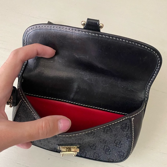 Vintage Dooney and Bourke monogrammed leather trim black wristlet wallet - Picture 7 of 9